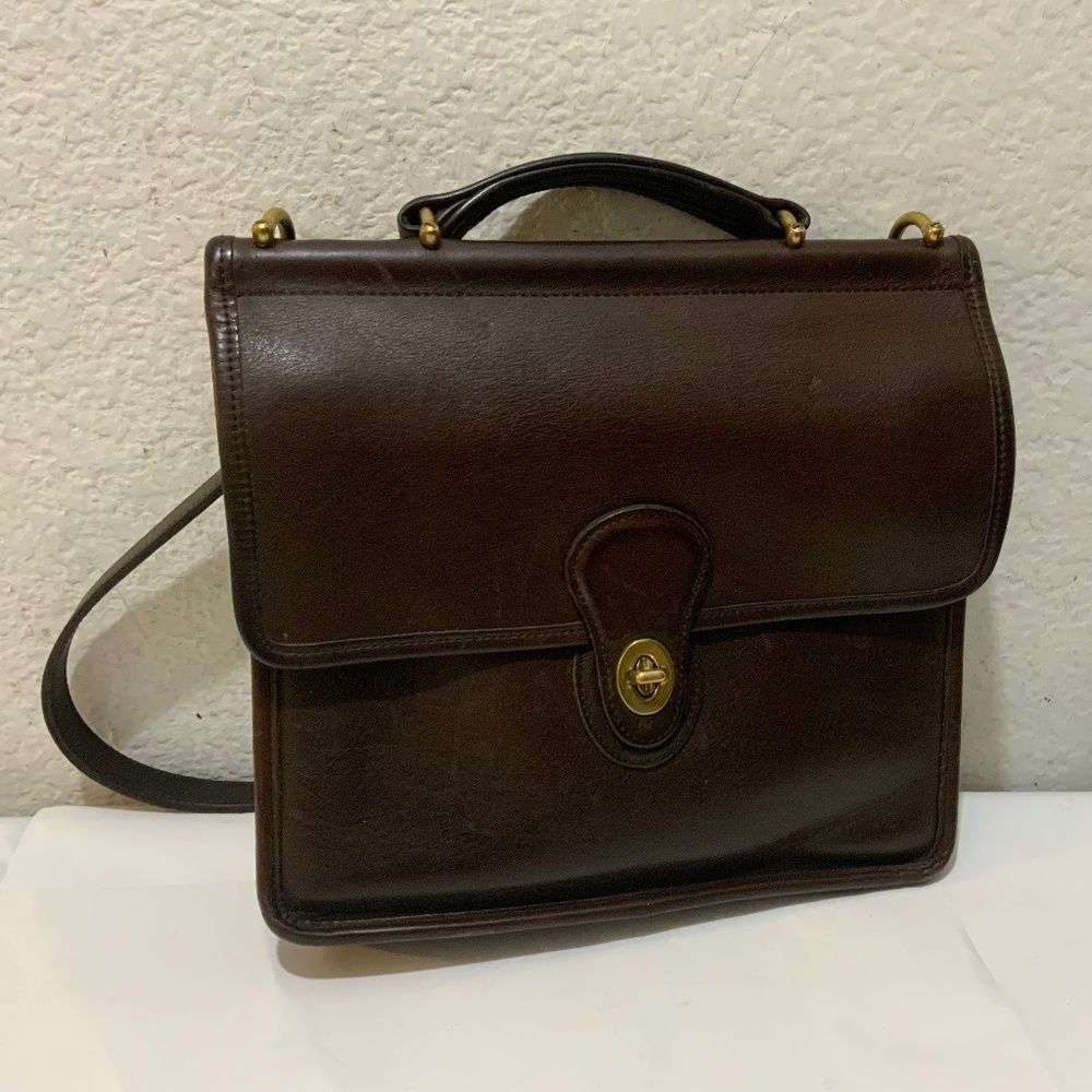 Vtg Coach #9927 Willis Top Handle Satchel Leather Bag Mahogany Brown